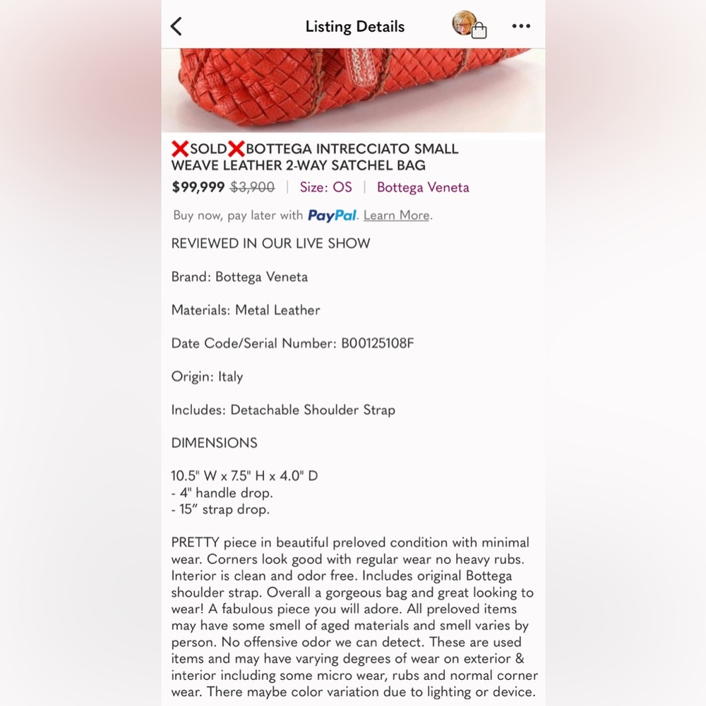 BOTTEGA INTRECCIATO SMALL WEAVE LEATHER 2-WAY SATCHEL BAG TOTE - Picture 2 of 8